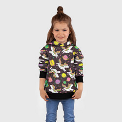 Толстовка-худи детская Единорог в космосе, цвет: 3D-черный — фото 2