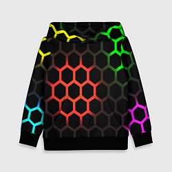 Толстовка-худи детская Hexagon neon, цвет: 3D-черный