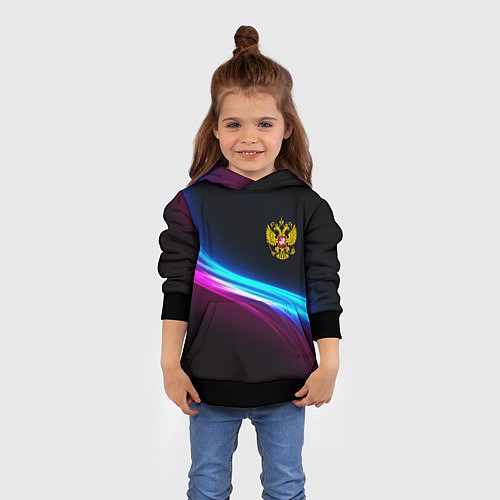 Детская толстовка Россия неоновые волны / 3D-Черный – фото 4