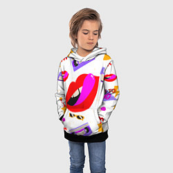 Толстовка-худи детская Вечеринка 90-х: Яркие символы эпохи, цвет: 3D-черный — фото 2