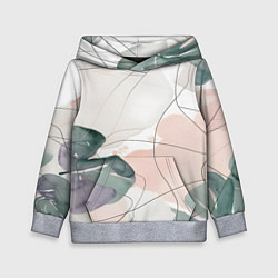 Детская толстовка Акварельные листья светлые