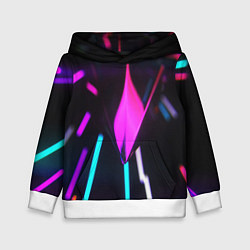 Толстовка-худи детская Оптические лучи неон, цвет: 3D-белый