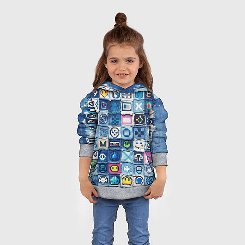 Детская толстовка Пиксельный пэчворк / 3D-Меланж – фото 4