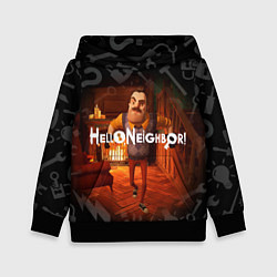 Толстовка-худи детская Привет сосед у камина, цвет: 3D-черный