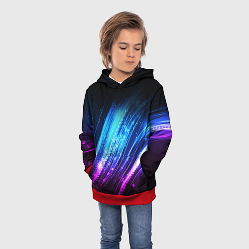 Детская толстовка Неоновые звёзды текстура / 3D-Красный – фото 3