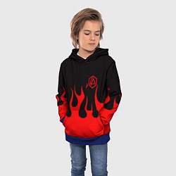 Толстовка-худи детская Linkin park logo fire, цвет: 3D-синий — фото 2