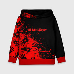 Толстовка-худи детская Deathloop руки краска, цвет: 3D-красный