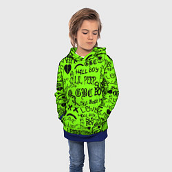 Толстовка-худи детская Lil Peep кислотный паттерн, цвет: 3D-синий — фото 2