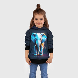 Толстовка-худи детская Синий геометрический слон, цвет: 3D-черный — фото 2