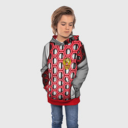 Толстовка-худи детская Россия герб сетка метала, цвет: 3D-красный — фото 2