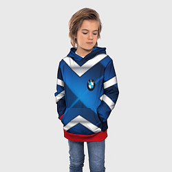 Толстовка-худи детская BMW metalic blue abstract, цвет: 3D-красный — фото 2