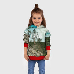 Толстовка-худи детская Природа Карелии, цвет: 3D-красный — фото 2