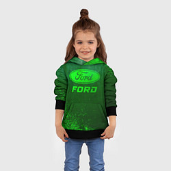 Толстовка-худи детская Ford - green gradient, цвет: 3D-черный — фото 2