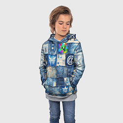 Толстовка-худи детская Пэчворк с игровыми значками, цвет: 3D-меланж — фото 2
