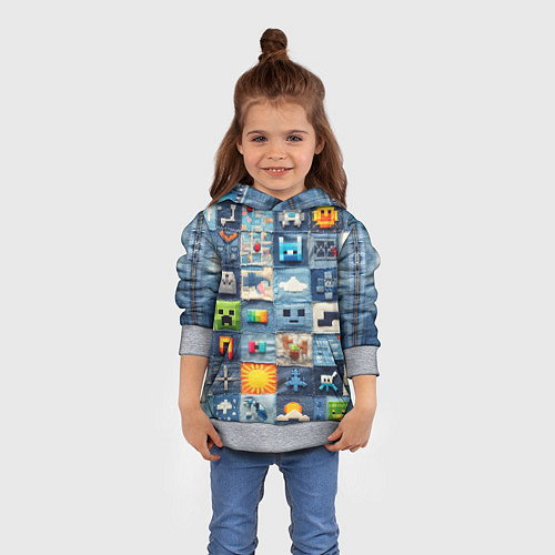 Детская толстовка Minecraft фигуры на пэчворк / 3D-Меланж – фото 4
