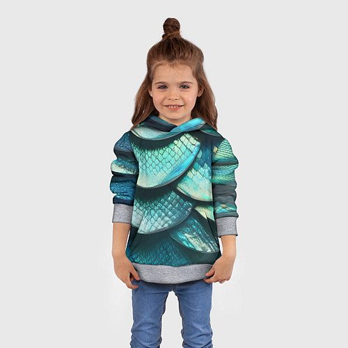 Детская толстовка Чешуя крупной рыбы / 3D-Меланж – фото 4