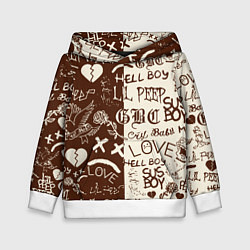 Толстовка-худи детская Lil peep retro pattern, цвет: 3D-белый