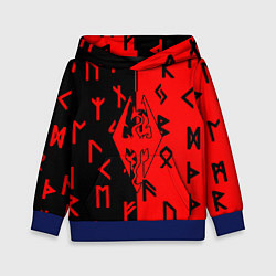 Толстовка-худи детская Скайрим руны, цвет: 3D-синий