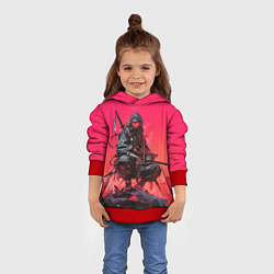 Толстовка-худи детская Ниндзя в стиле киберпанк, цвет: 3D-красный — фото 2