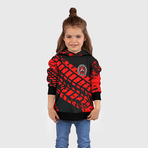 Детская толстовка Mercedes следы от шин / 3D-Черный – фото 4