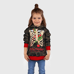 Толстовка-худи детская Merry Christmas - skeleton, цвет: 3D-красный — фото 2