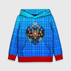 Толстовка-худи детская Имперская Россия текстура полосы, цвет: 3D-красный