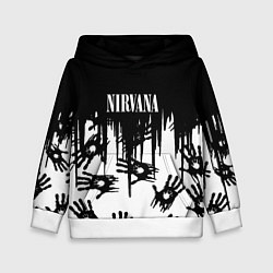 Толстовка-худи детская Nirvana rok hand, цвет: 3D-белый