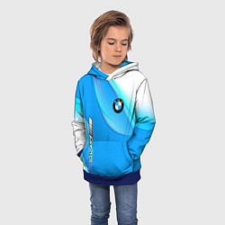 Толстовка-худи детская BMW abstrac line steel, цвет: 3D-синий — фото 2