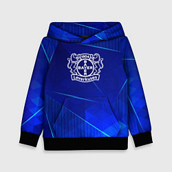 Толстовка-худи детская Bayer 04 blue poly, цвет: 3D-черный