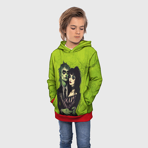 Детская толстовка Битлджус и Лидия / 3D-Красный – фото 3