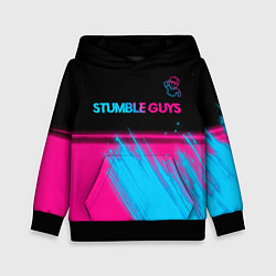 Толстовка-худи детская Stumble Guys - neon gradient посередине, цвет: 3D-черный