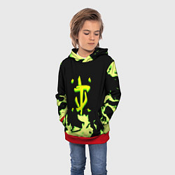 Толстовка-худи детская Doom кислотное лого огонь, цвет: 3D-красный — фото 2