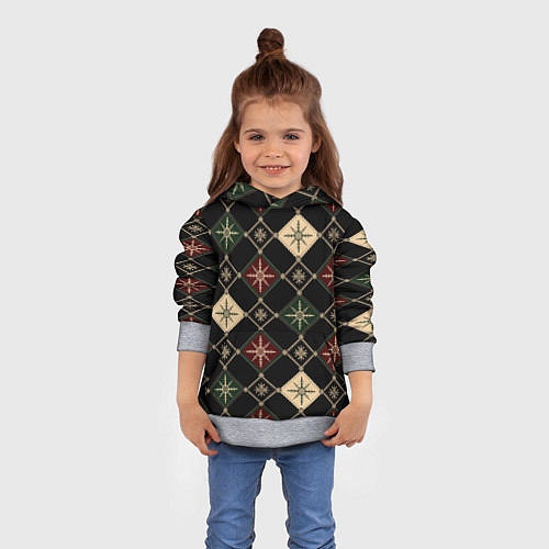 Детская толстовка Паттерн из снежинок на темном фоне / 3D-Меланж – фото 4