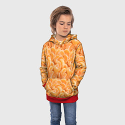 Толстовка-худи детская Паттерн дольки мандарин, цвет: 3D-красный — фото 2