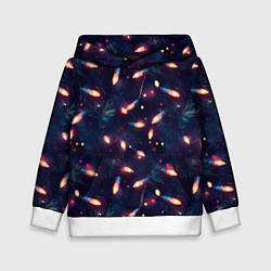 Толстовка-худи детская Паттерн новогодняя гирлянда, цвет: 3D-белый