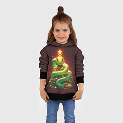 Толстовка-худи детская Змея ёлка новогодняя, цвет: 3D-черный — фото 2