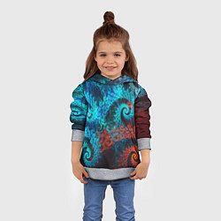Толстовка-худи детская Оптическая абстракция узор, цвет: 3D-меланж — фото 2