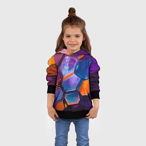 Детская толстовка Неоновые минералы / 3D-Черный – фото 4