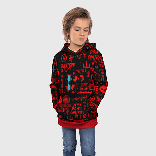 Детская толстовка Twenty one pilots pattern rock steel / 3D-Красный – фото 3