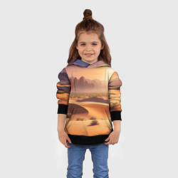 Толстовка-худи детская Закат в жаркой пустыне, цвет: 3D-черный — фото 2