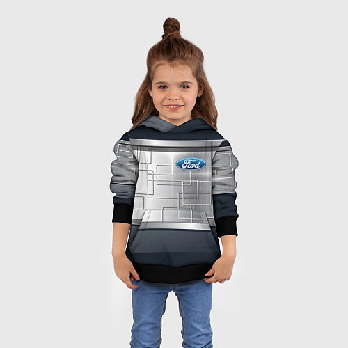 Детская толстовка FORD текстура из метала / 3D-Черный – фото 4