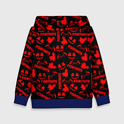 Толстовка-худи детская Fortnite pattern game red, цвет: 3D-синий