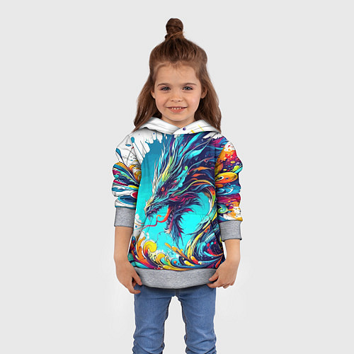 Детская толстовка Japanese dragon - tattoo irezumi / 3D-Меланж – фото 4