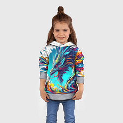 Толстовка-худи детская Japanese dragon - tattoo irezumi, цвет: 3D-меланж — фото 2