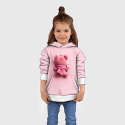 Толстовка-худи детская Розовый плюшевый мишка со спины в разломе стены, цвет: 3D-белый — фото 2