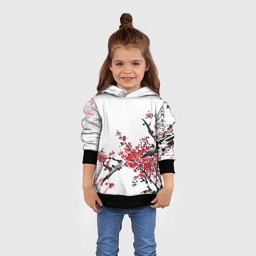 Детская толстовка Китайский стиль - слива / 3D-Черный – фото 4