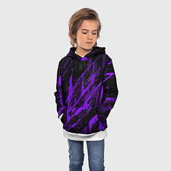 Толстовка-худи детская Purple stripes on a black background, цвет: 3D-белый — фото 2