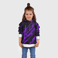 Толстовка-худи детская Purple stripes on a black background, цвет: 3D-белый — фото 2