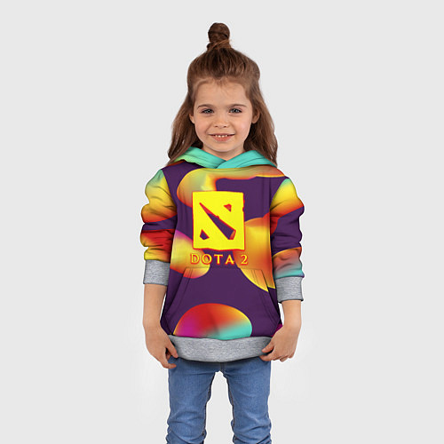 Детская толстовка Dota 2 неоновая абстракция / 3D-Меланж – фото 4