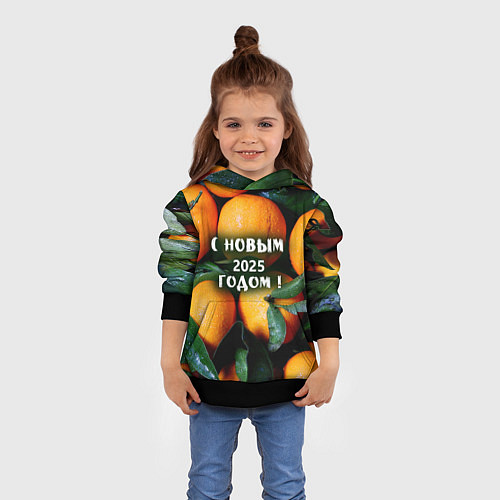 Детская толстовка Много апельсинов мандаринов: с новым 2025 годом / 3D-Черный – фото 4